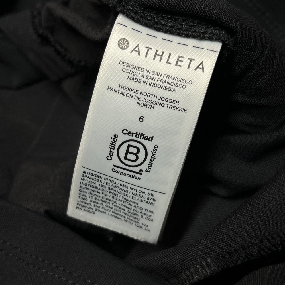 Athleta Jogger Pants Womens 6 Black Trekkie North Elastic Waist Zip Pockets - Picture 7 of 13
